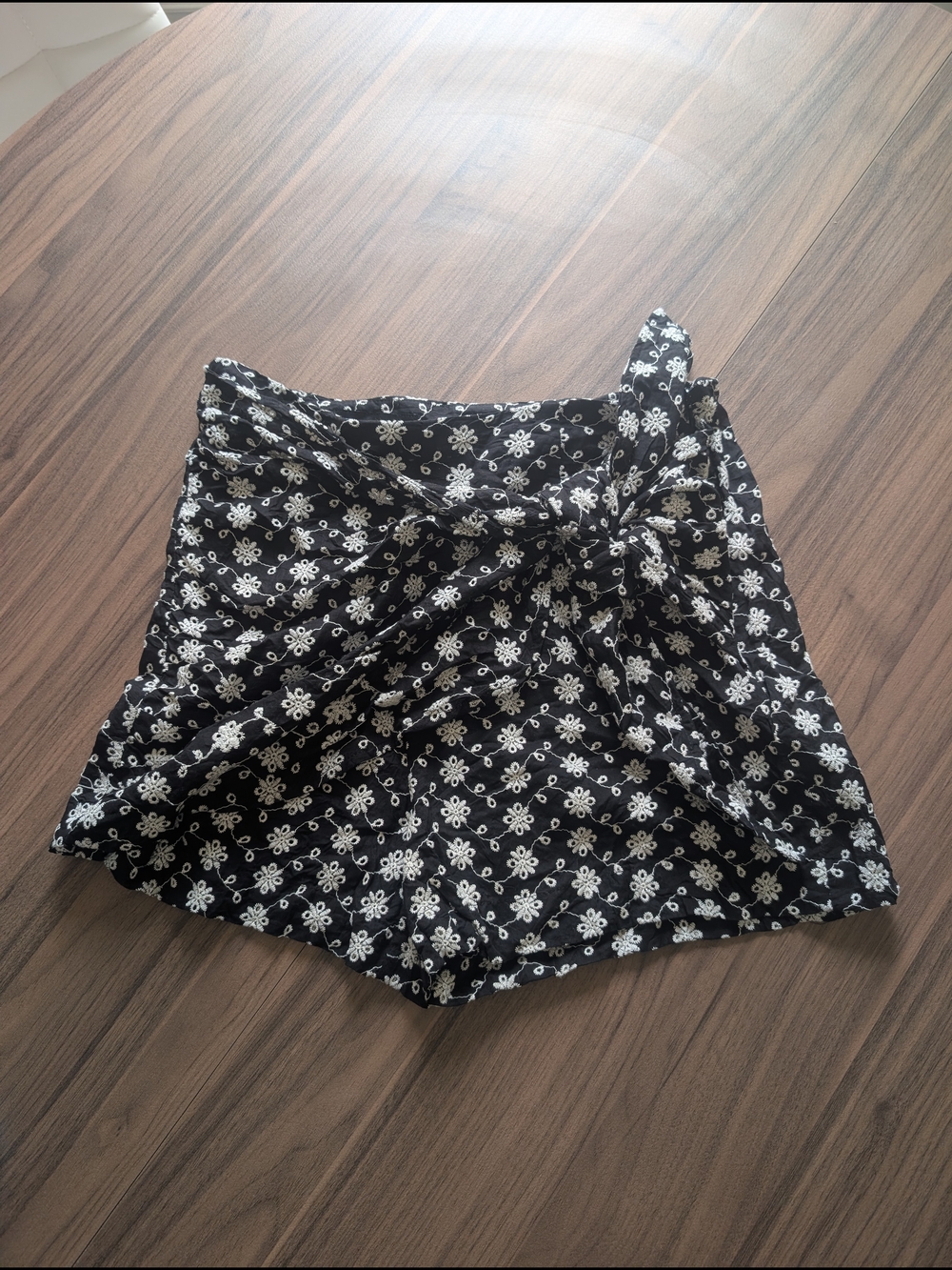 Zara Black Floral Tie-Waist Skort